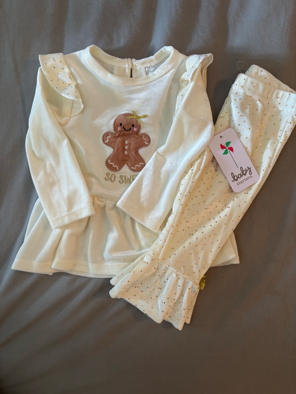 Baby Starters Cream and Gold Gingerbread 3 piece Set
